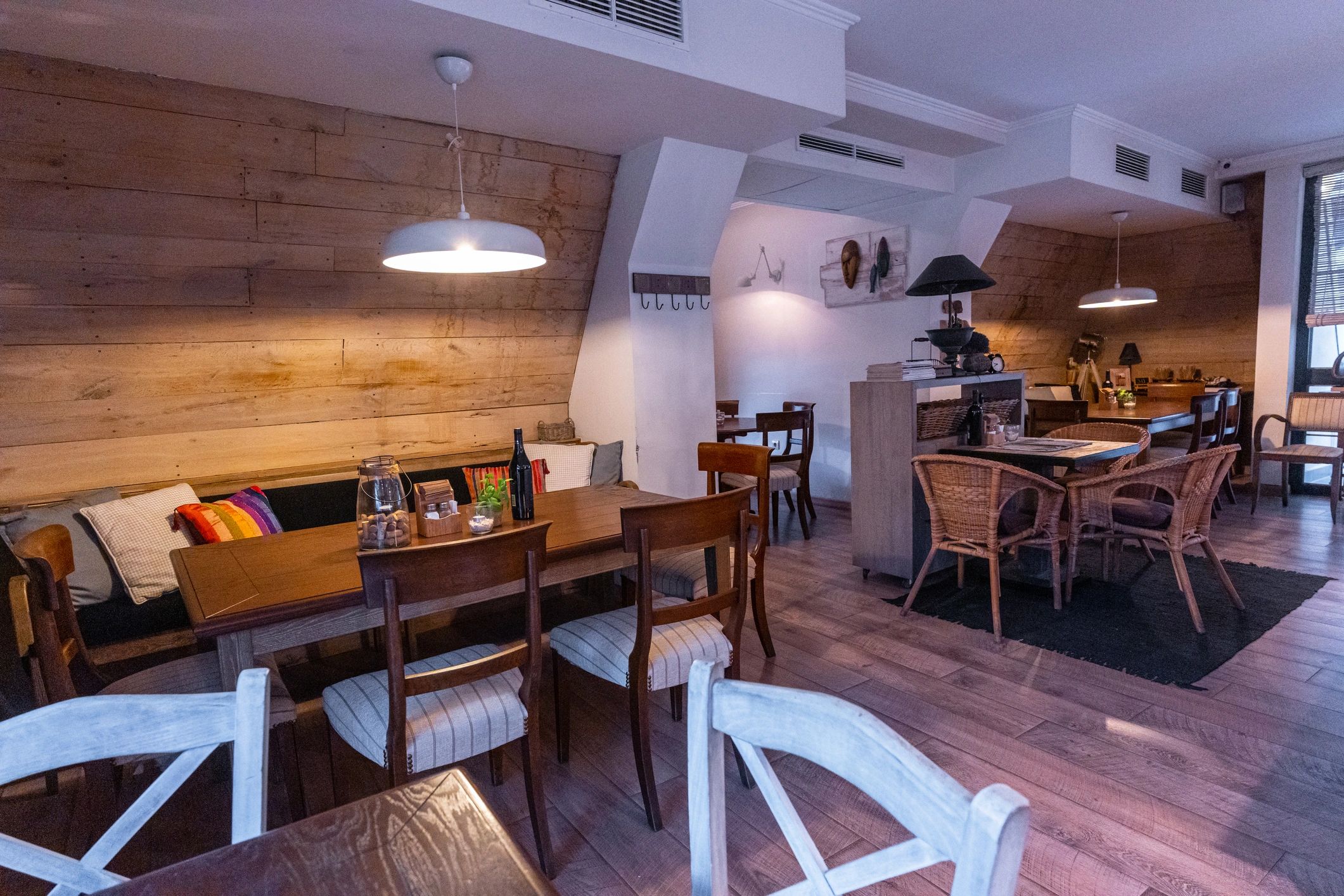Warm café interior with inviting seating